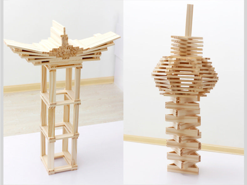Holzbaustein-Set 100 Stück – Bild 2 | LuxeStyle