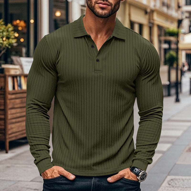 Herren Langarmshirt mit Revers und Knopfleiste – Bild 6 | LuxeStyle