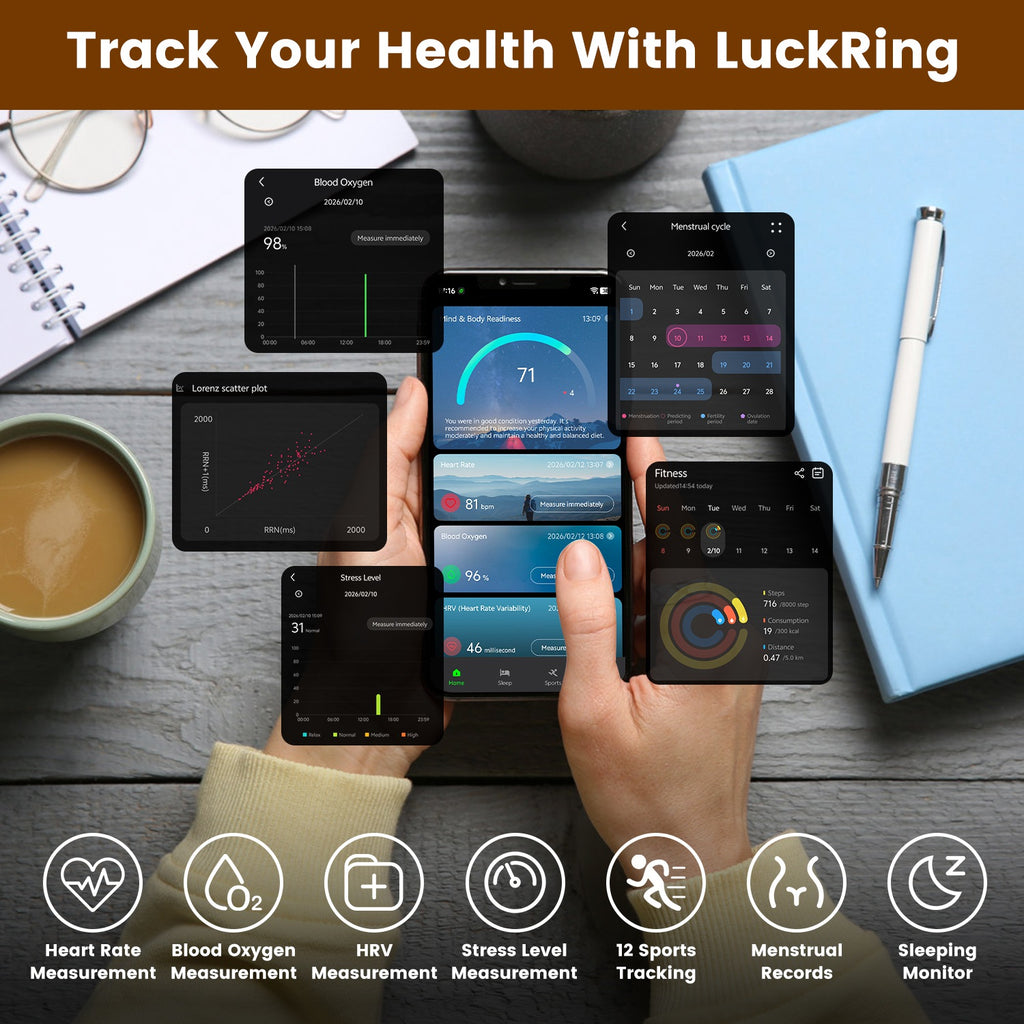 Smarter Gesundheits-Tracker Ring mit Ladecase – Ansicht 3
