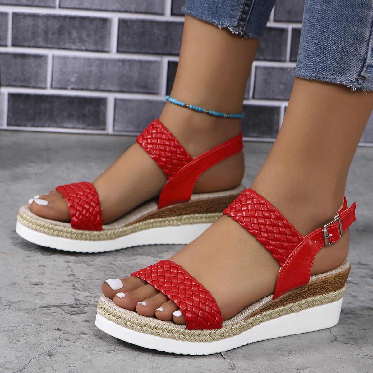 Keil-Sandalen «Capri» · Geflochten, Espadrille-Look