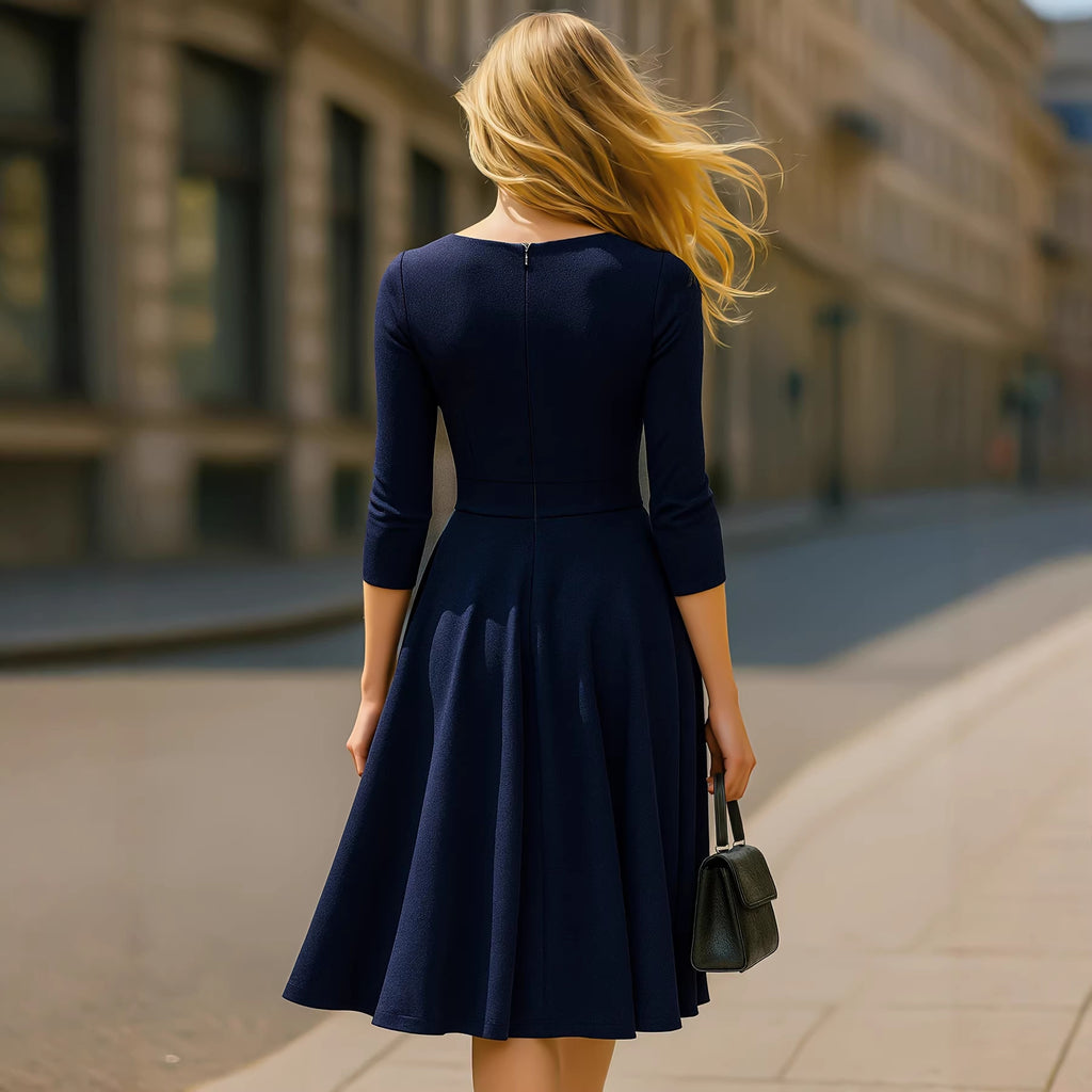 Elegantes Midi-Kleid mit Front-Reissverschluss