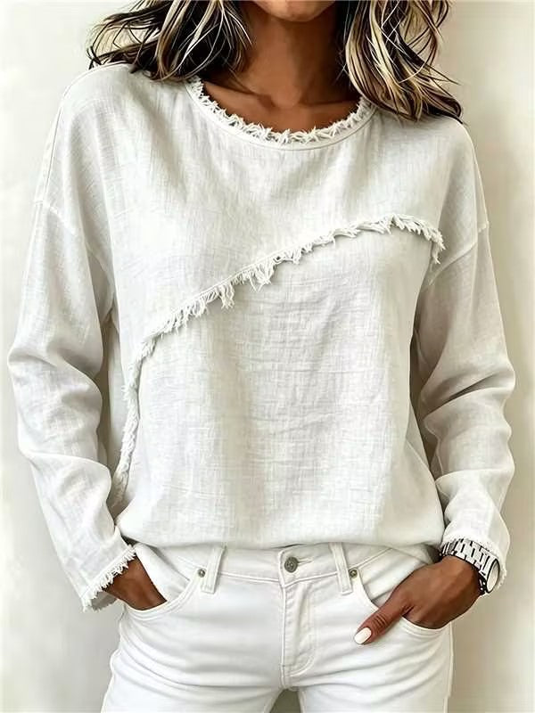 Langarmshirt mit Rundhals und Spitze