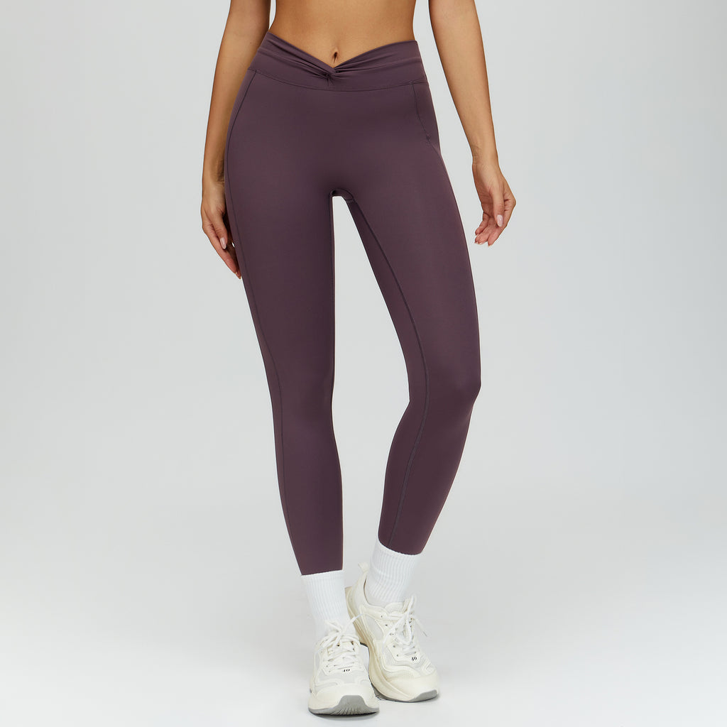 High-Waist Fitnesshose mit gedrehten Falten
