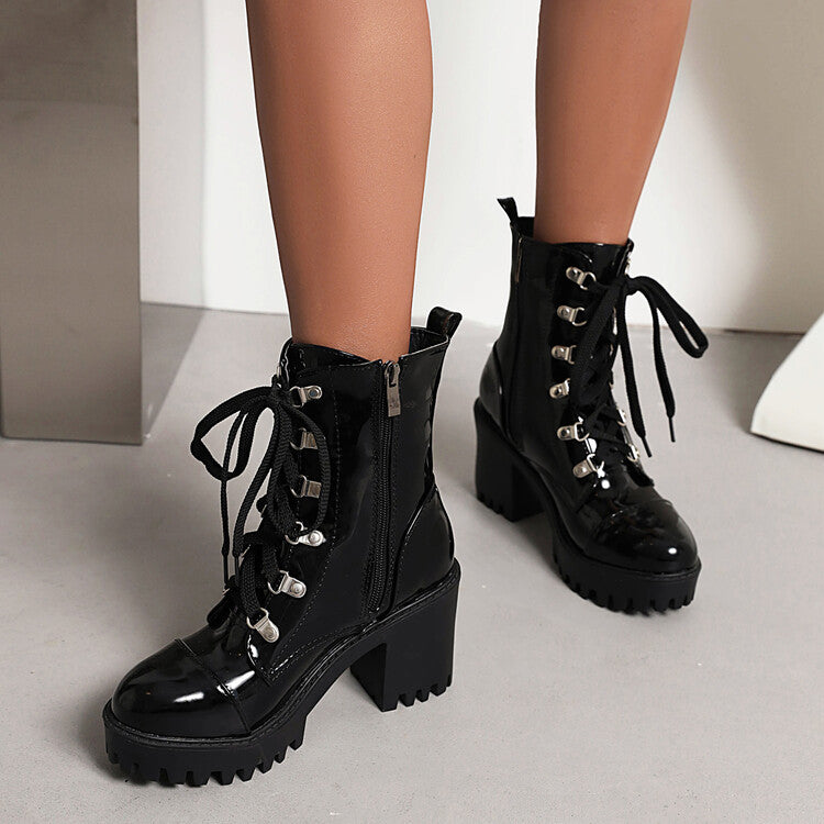 Patent-Leder Reitstiefel mit Absatz