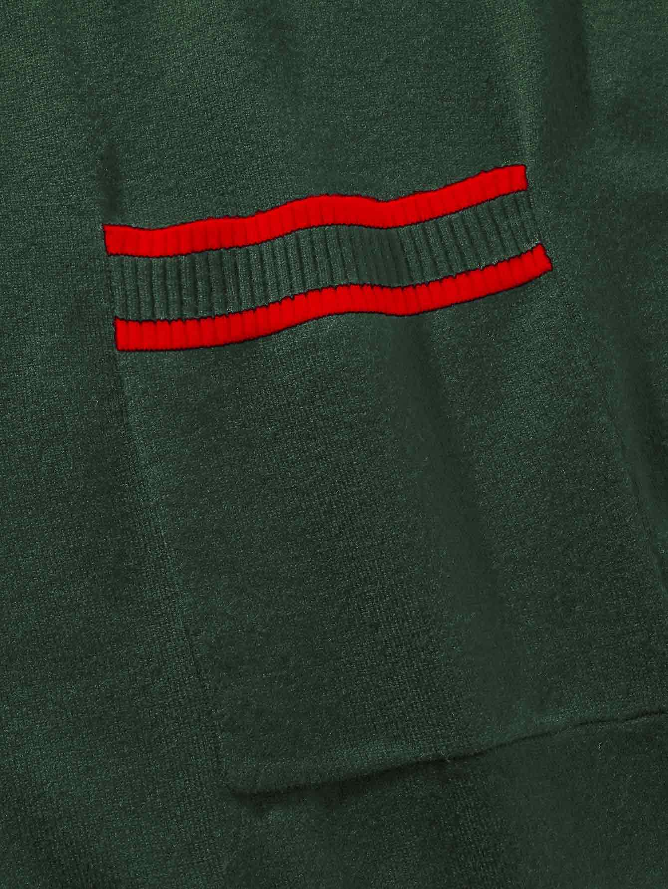 V-Ausschnitt Strickjacke mit Streifen