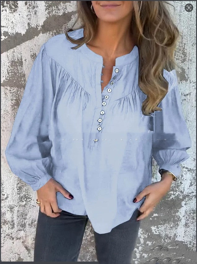Langärmliges Baumwoll-Linen-T-Shirt – Bild 4 | LuxeStyle