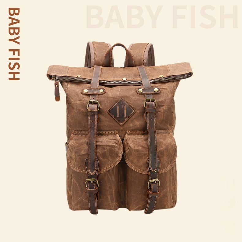 Retro Rucksack aus Canvas und Leder – Bild 4 | LuxeStyle