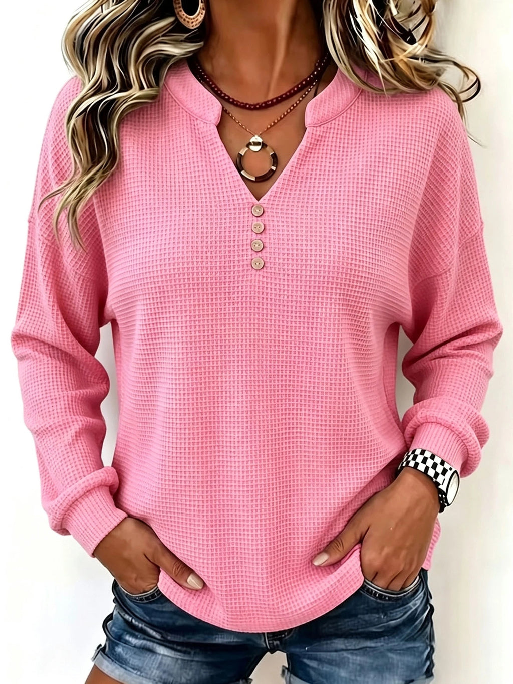 V-Ausschnitt Langarmshirt | LuxeStyle