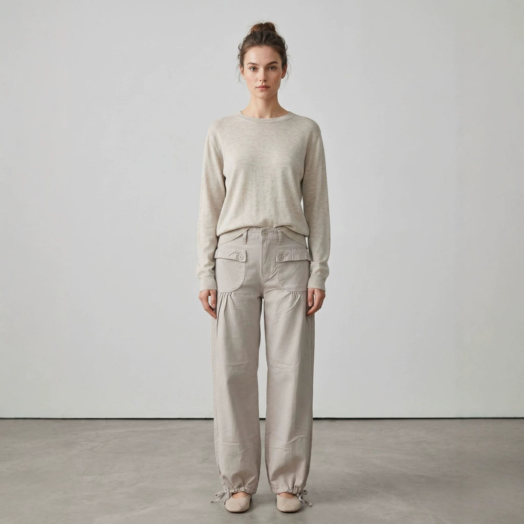 Weite Damen-Jeans mit Rüschensaum
