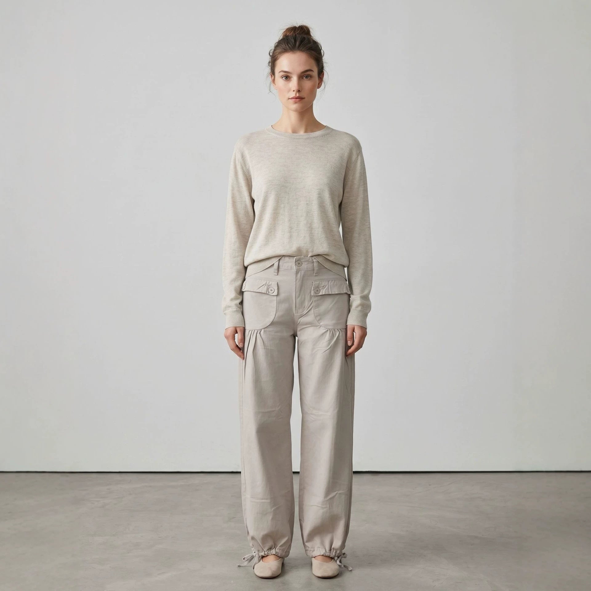 Weite Damen-Jeans mit Rüschensaum