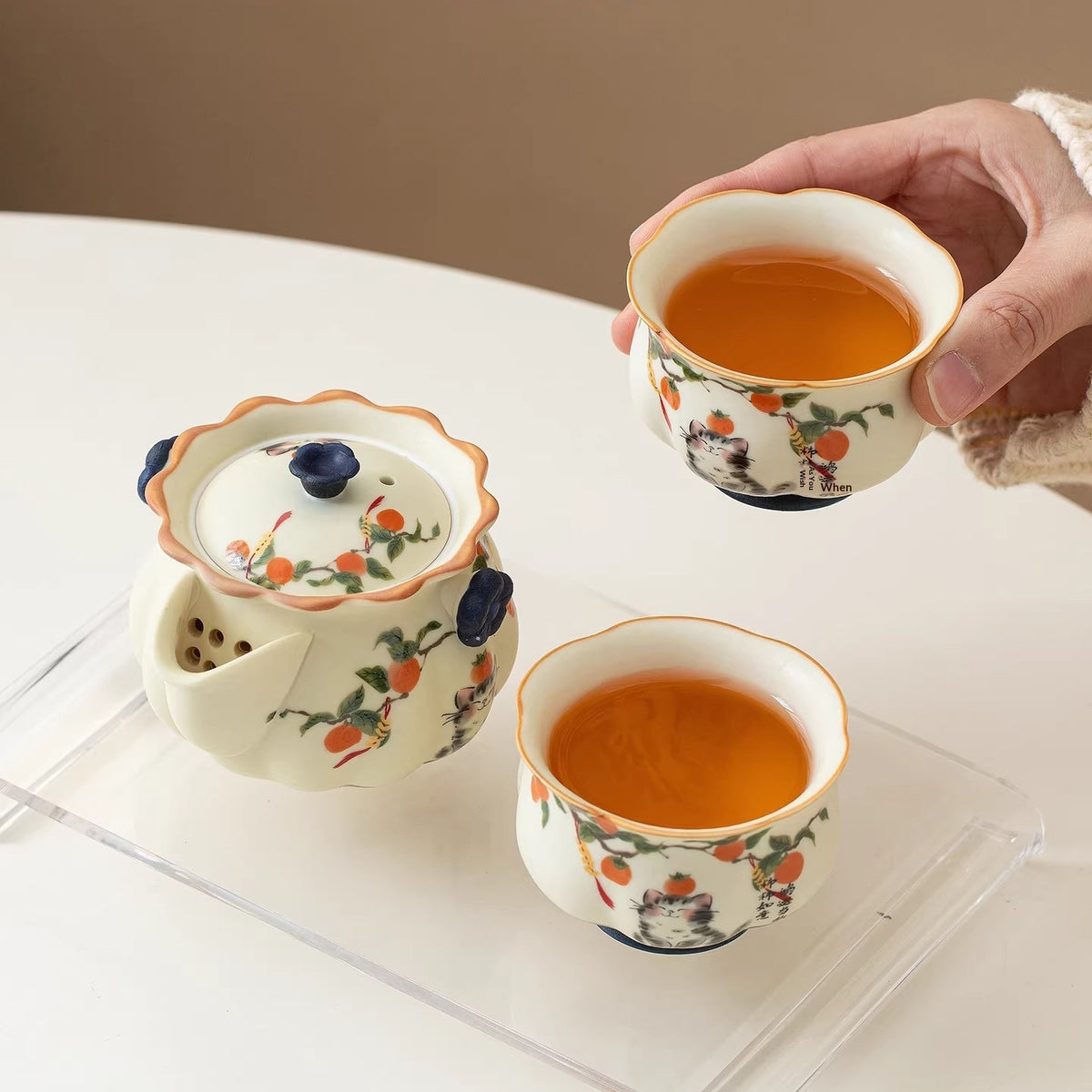 Keramik-Teekanne mit Teetasse – Bild 5 | LuxeStyle