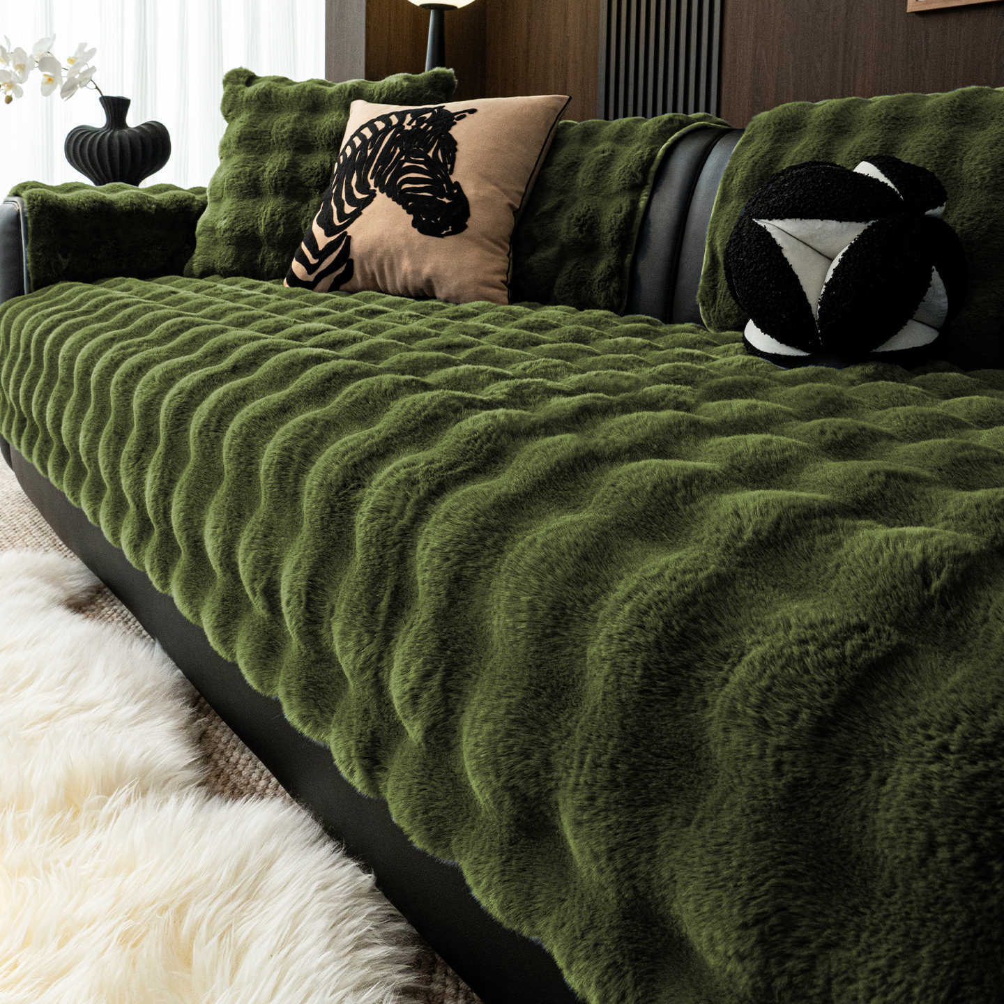 Sofa Kissen aus Kaninchenplüsch