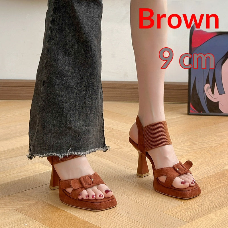 Suede Stiletto Sandalen
