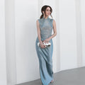 Ärmelloses Turtleneck-Top mit Satin-Midirock