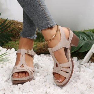 Keilabsatz-Sandalen mit Peep-Toe