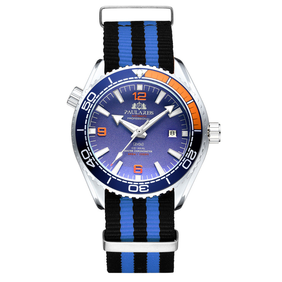 Automatische Herrenuhr mit Leuchtzeigern und Canvas-Armband
