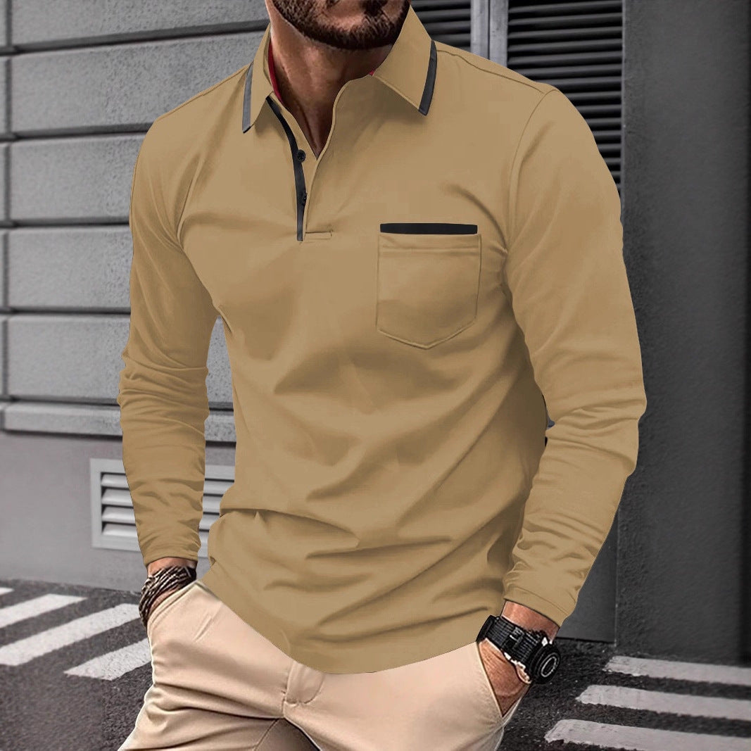 Herren Langarm Polohemd Business-Casual