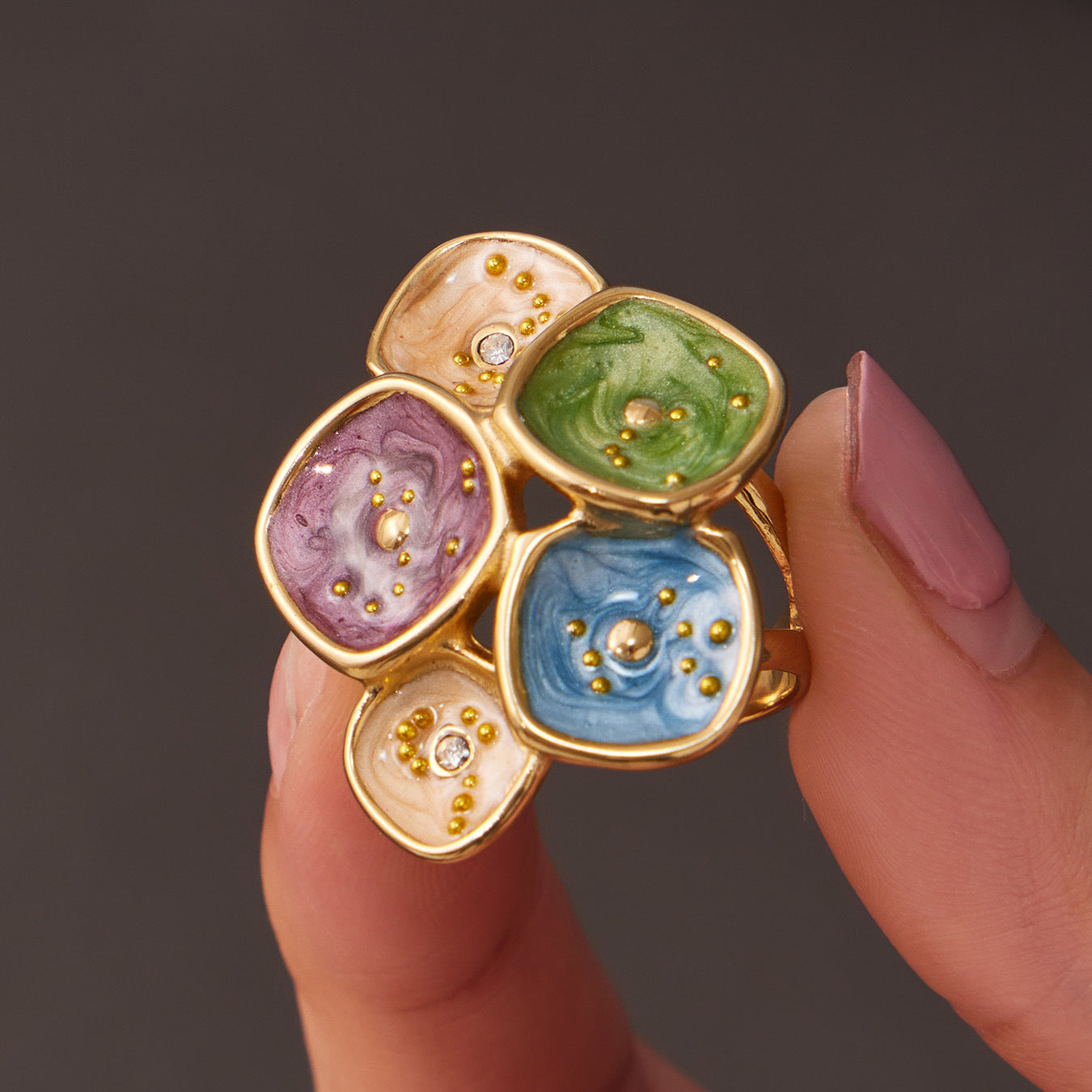 Geometrischer Blatt-Ring für Damen