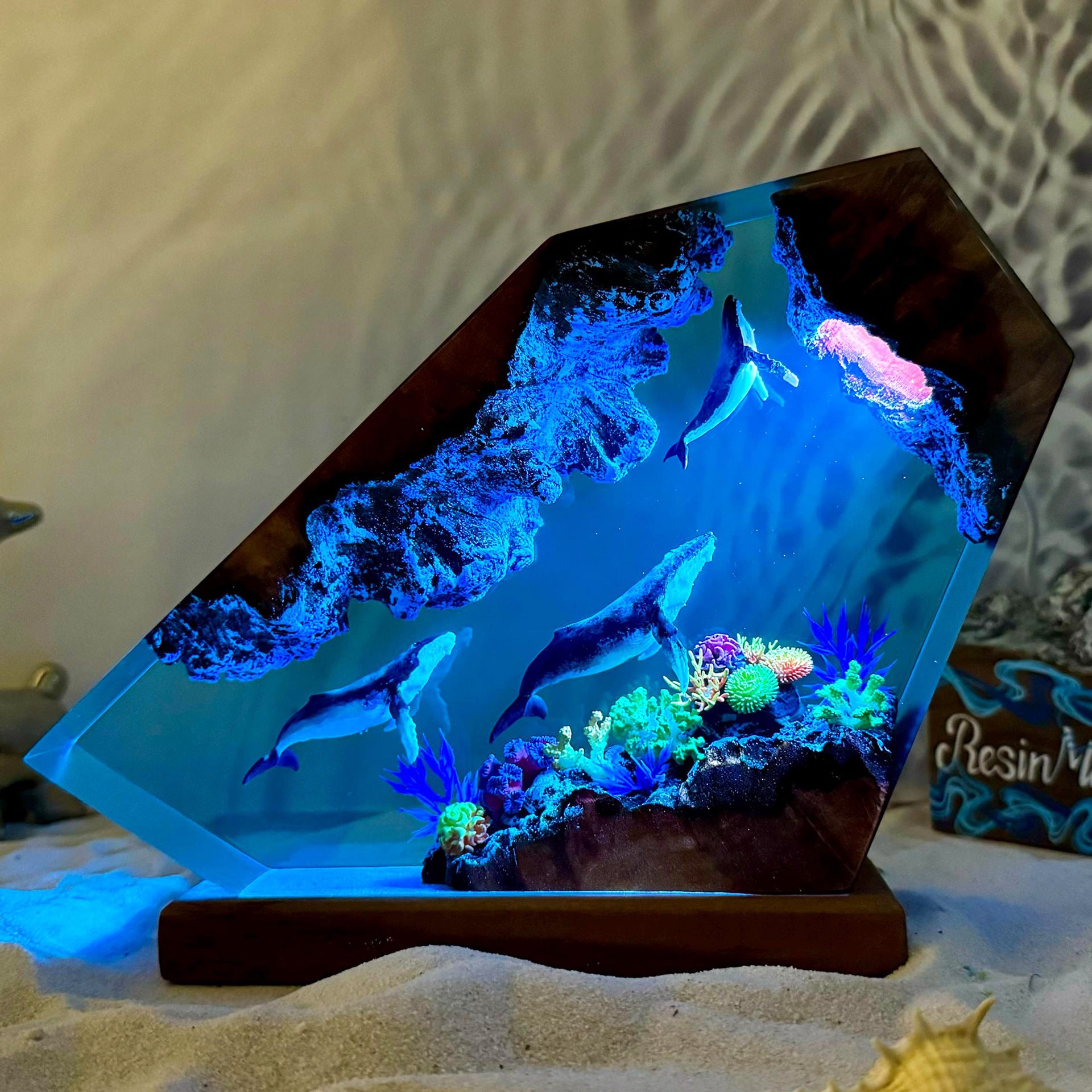 Nachtlicht aus Holz und Resin