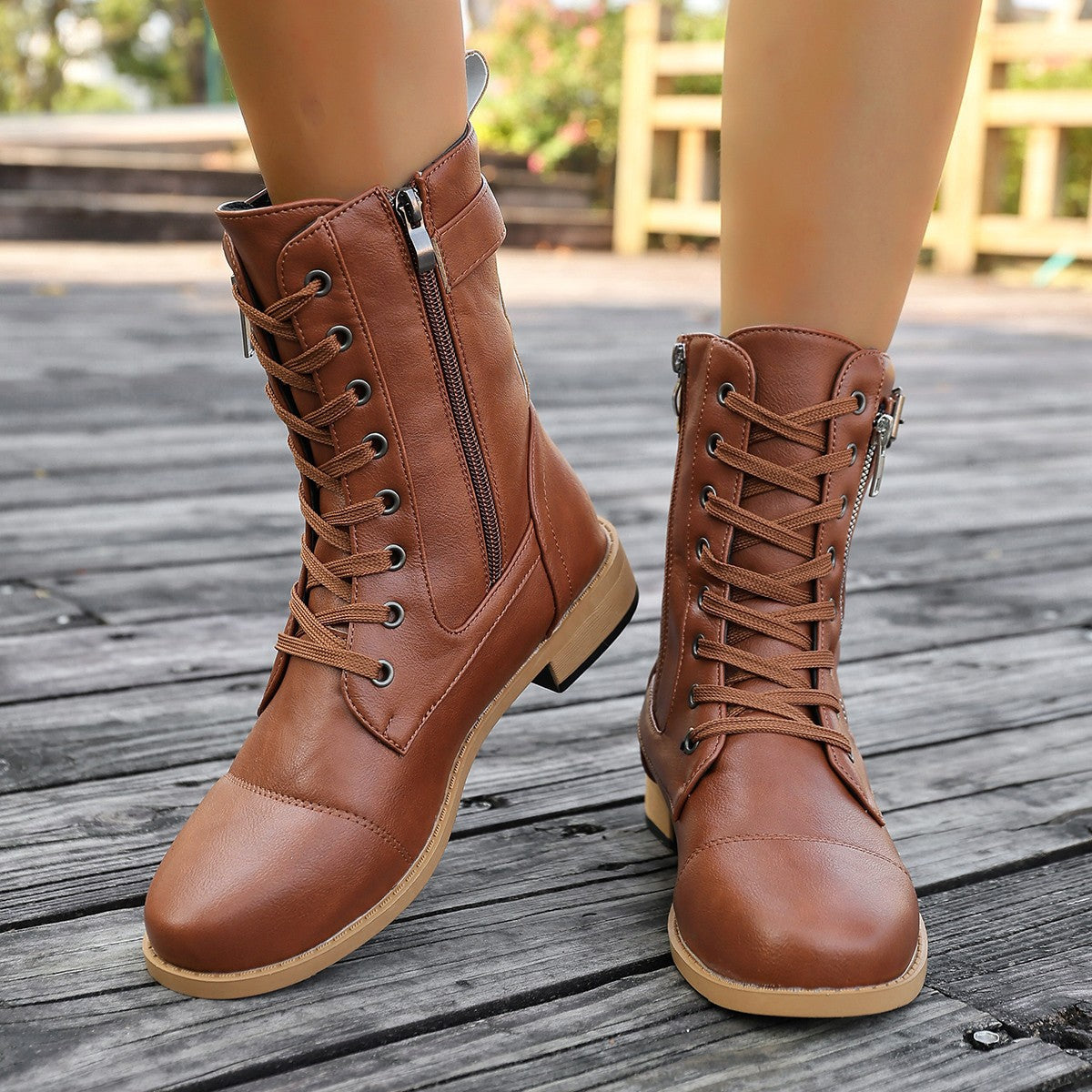 Stiefel mit Seitenschlitz, niedriger Absatz, mid-calf – Bild 9 | LuxeStyle