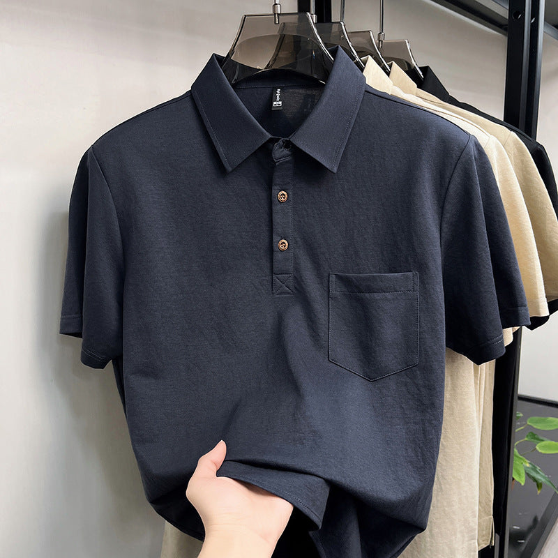 Kurzarm-Shirt Leinen mit Brusttaschen