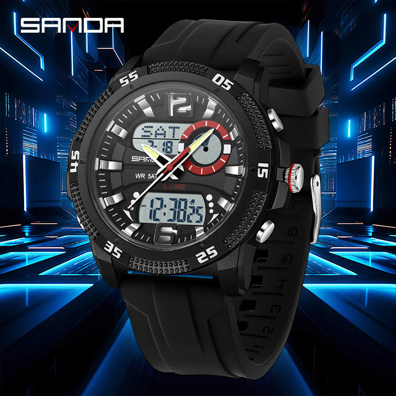 SANDA Herren Sportuhr mit Wecker und Licht