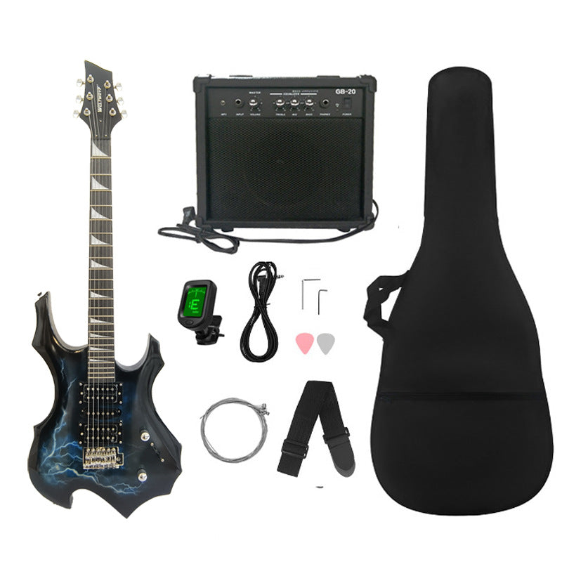 E-Gitarre mit 24 Bünden und Flammen-Design