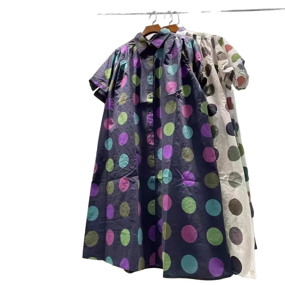 Sommerliches Polka-Dot A-Linien Hemdkleid | LuxeStyle