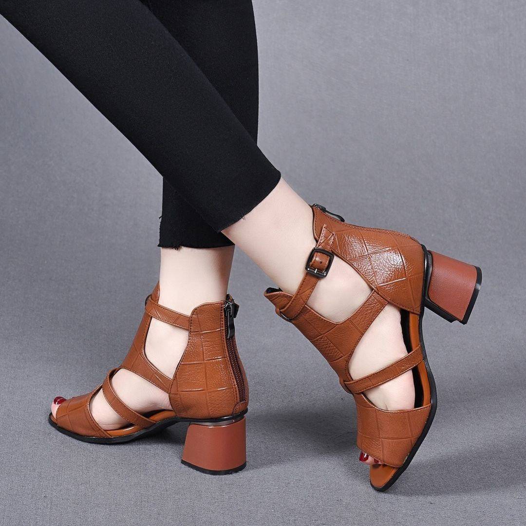 Sandalen Peep Toe Hollow-out One-word Wedge – Bild 4 | LuxeStyle