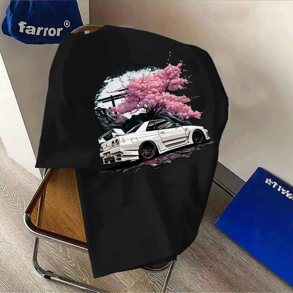 Herren Racing-Print T-Shirt Leicht und atmungsaktiv