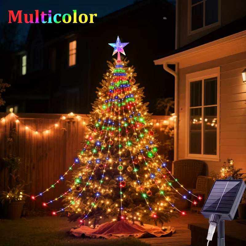 Solar LED Wasserfall-Licht Pentagramm Kranz – Bild 2 | LuxeStyle
