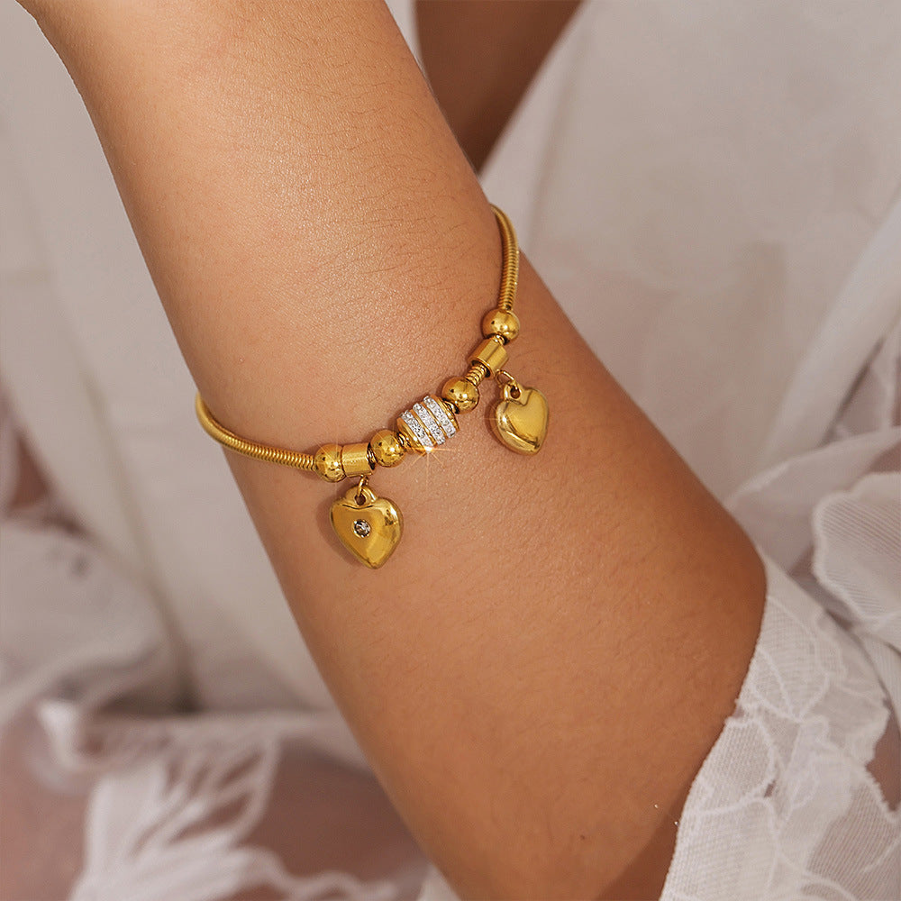 Doppelherz-Armband mit Strasssteinen – Bild 4 | LuxeStyle