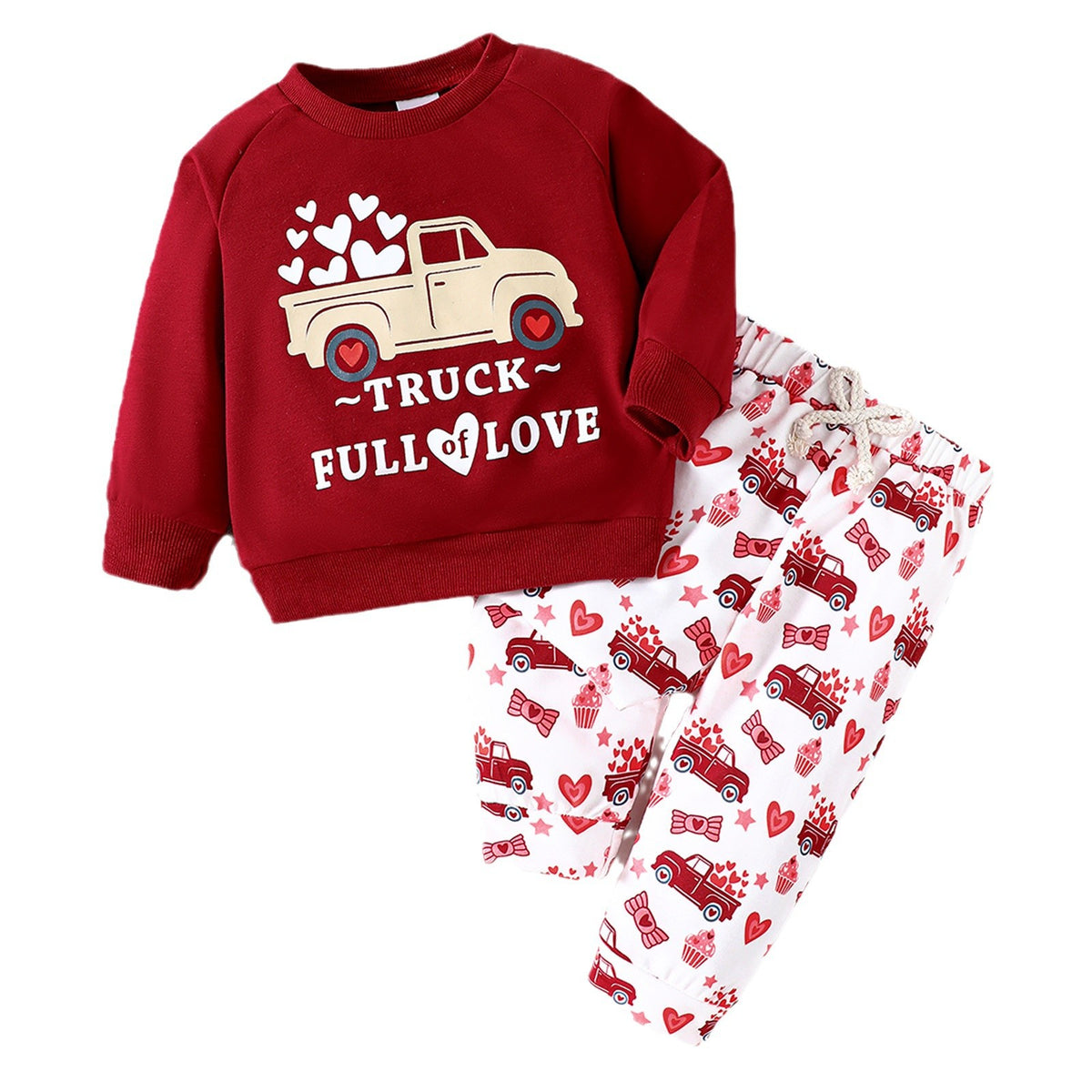 Long Sleeve Sweatshirt mit Herz-Print & Sweatpants Set – Bild 2 | LuxeStyle