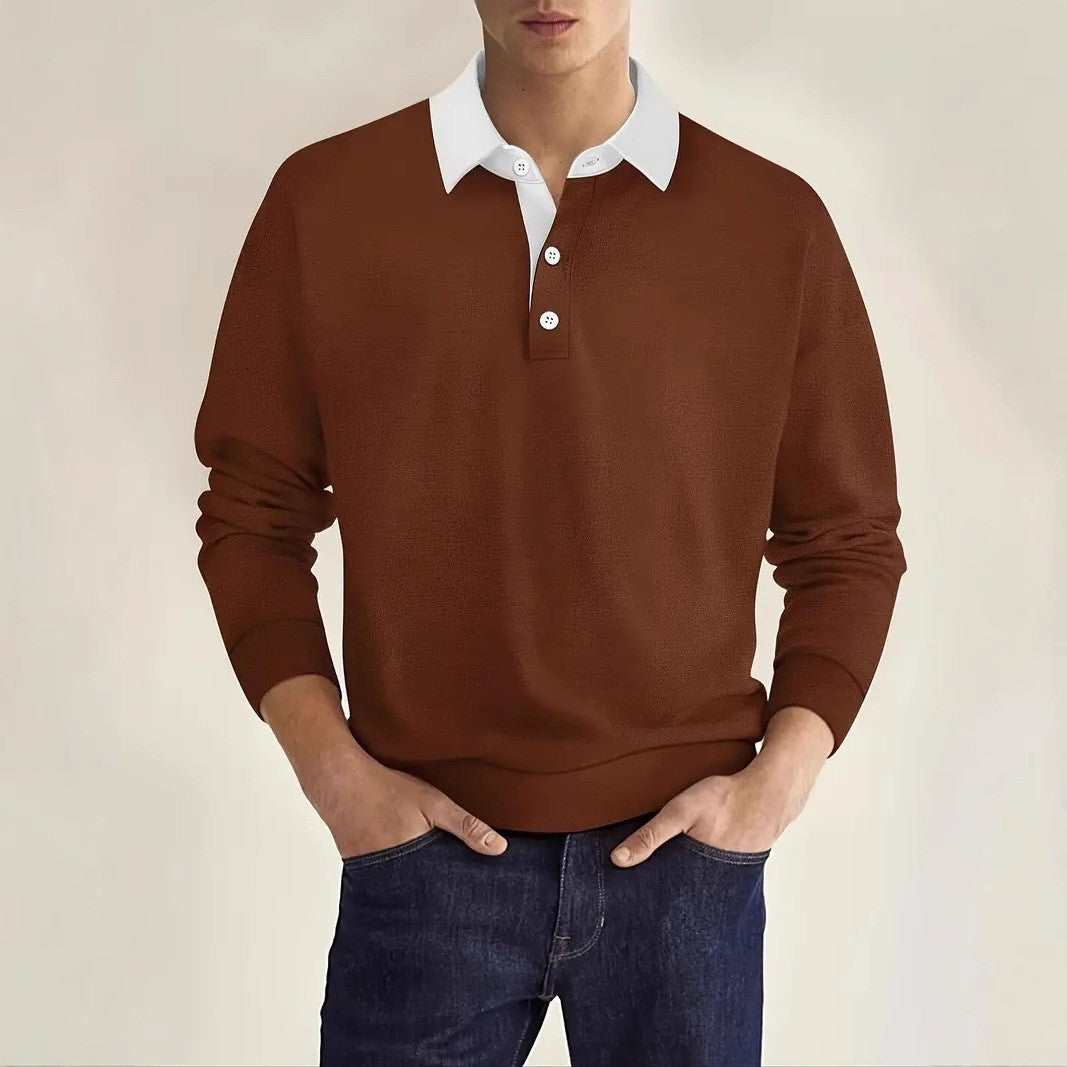 Unifarbenes Langarmshirt für Herren – Bild 4 | LuxeStyle