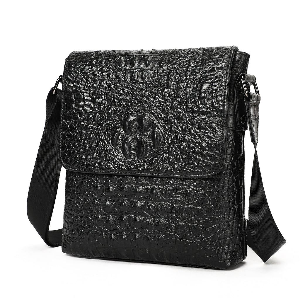 Herren Schultertasche aus Vollnarbenleder mit Krokodille-Optik – Bild 6 | LuxeStyle