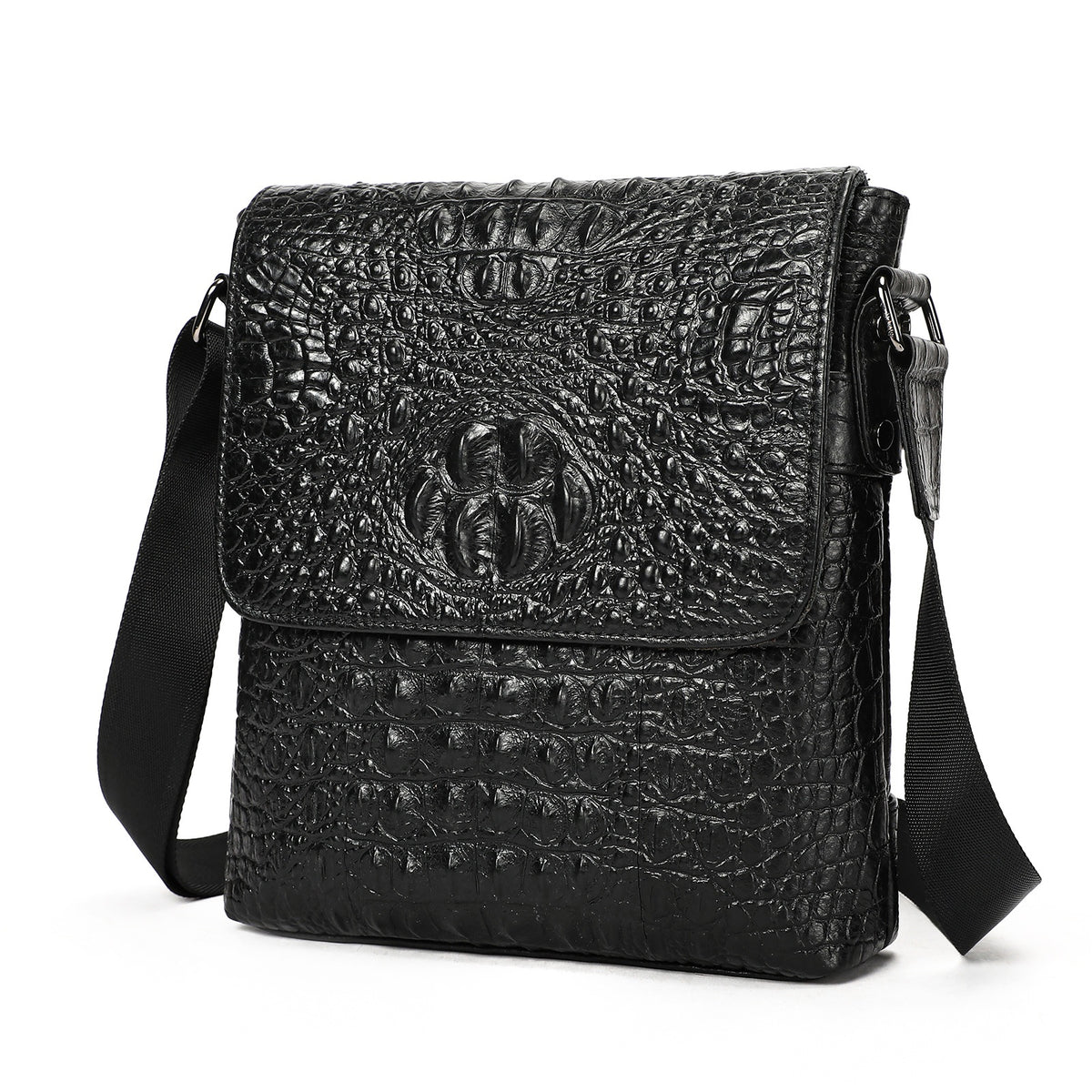 Herren Schultertasche aus Vollnarbenleder mit Krokodille-Optik – Bild 6 | LuxeStyle
