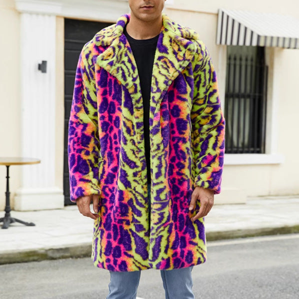 Herren Plüsch-Mantel mit Leopardenmuster – Bild 4 | LuxeStyle