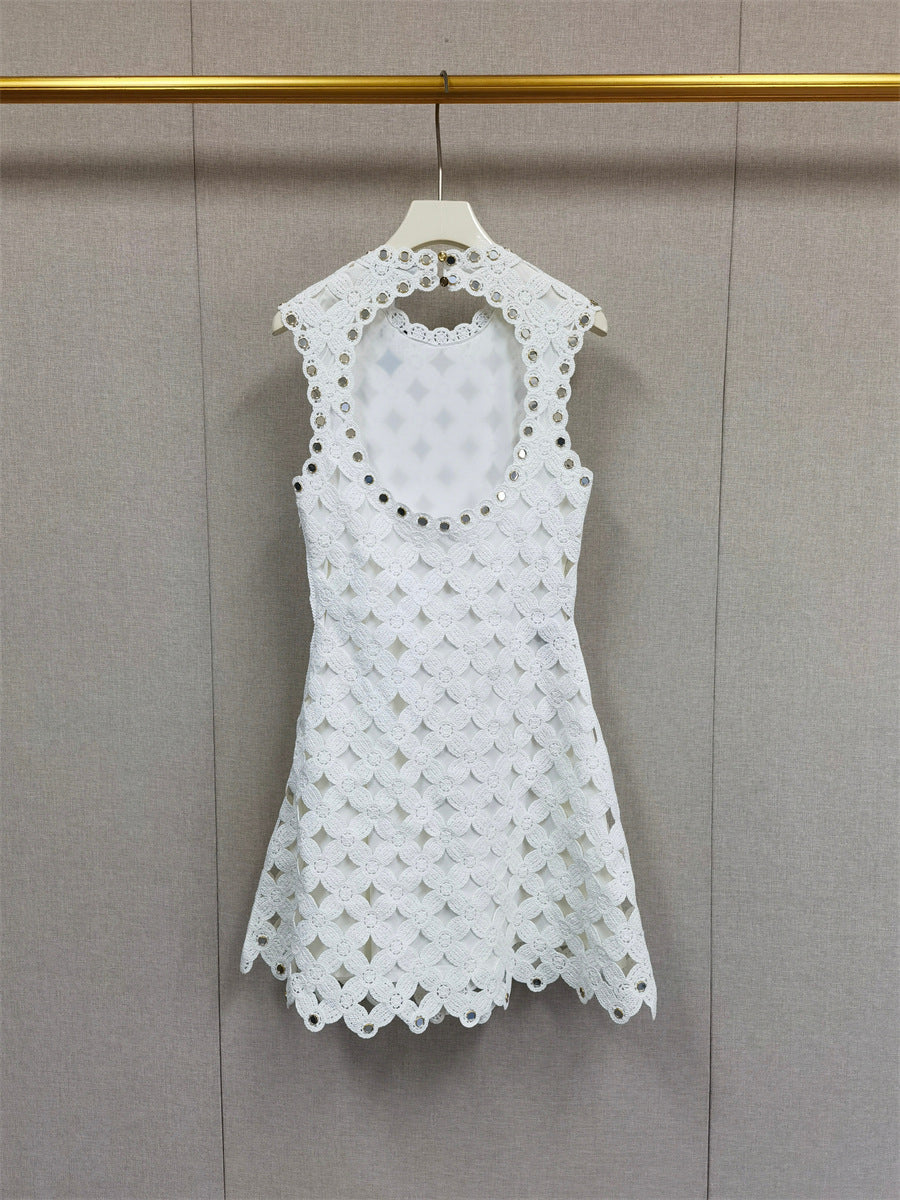 Glitzerndes Häkel-Minikleid mit Rautenmuster – Bild 4 | LuxeStyle