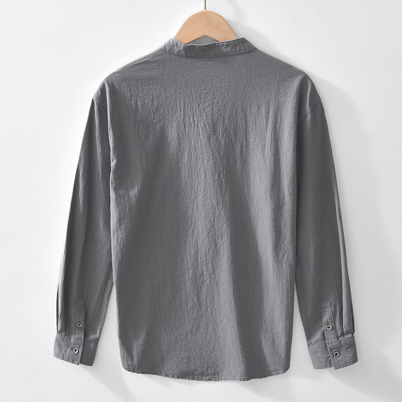 V-Ausschnitt Pullover aus Baumwoll-Leinen