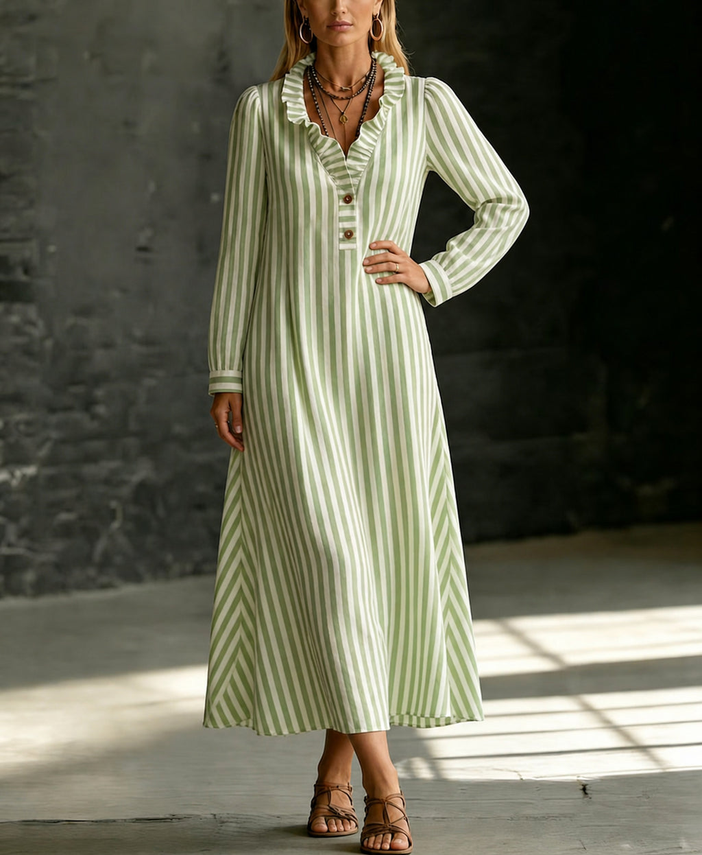 Gestreiftes Midi-Kleid für Damen – Bild 3 | LuxeStyle