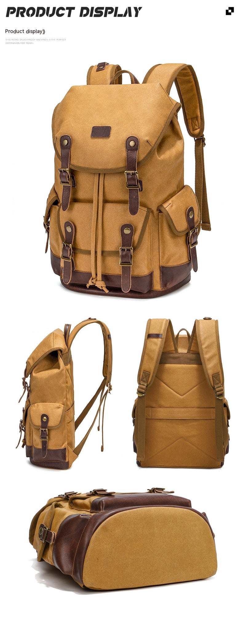 Vintage Canvas Rucksack – wasserdicht, 20-35L