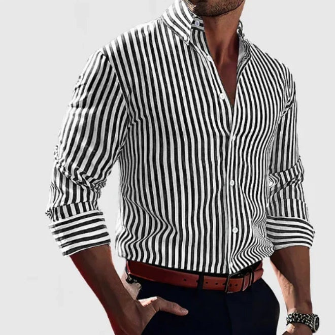 Gestreiftes Langarmshirt mit Knopfleiste – Bild 18 | LuxeStyle