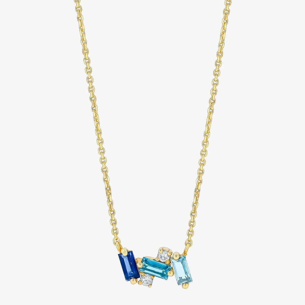 Geometrischer Blauer Diamant-Halsketten-Schmuck