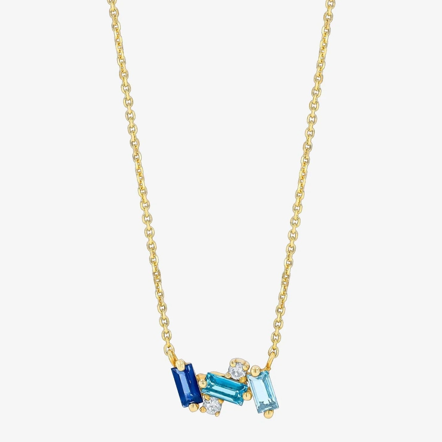 Geometrischer Blauer Diamant-Halsketten-Anhänger