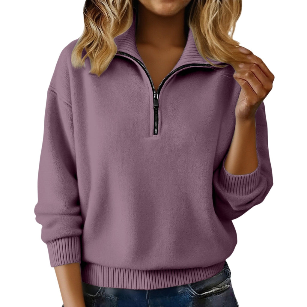 Unifarbener Pullover mit Reissverschluss – Ansicht 6