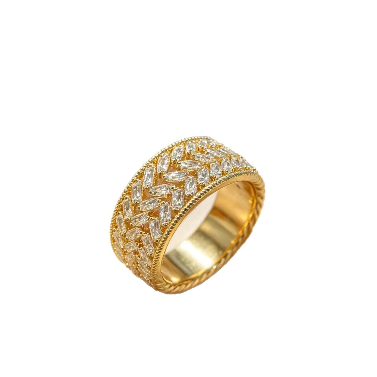 Hochwertiger Diamantverziertes Zirkon-Offener Ring