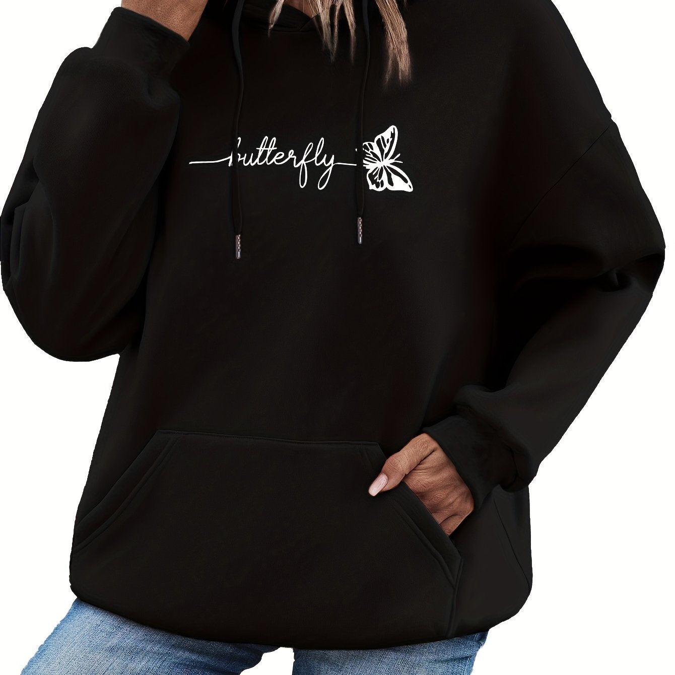 Kapuzenpullover mit Schmetterlings-Print