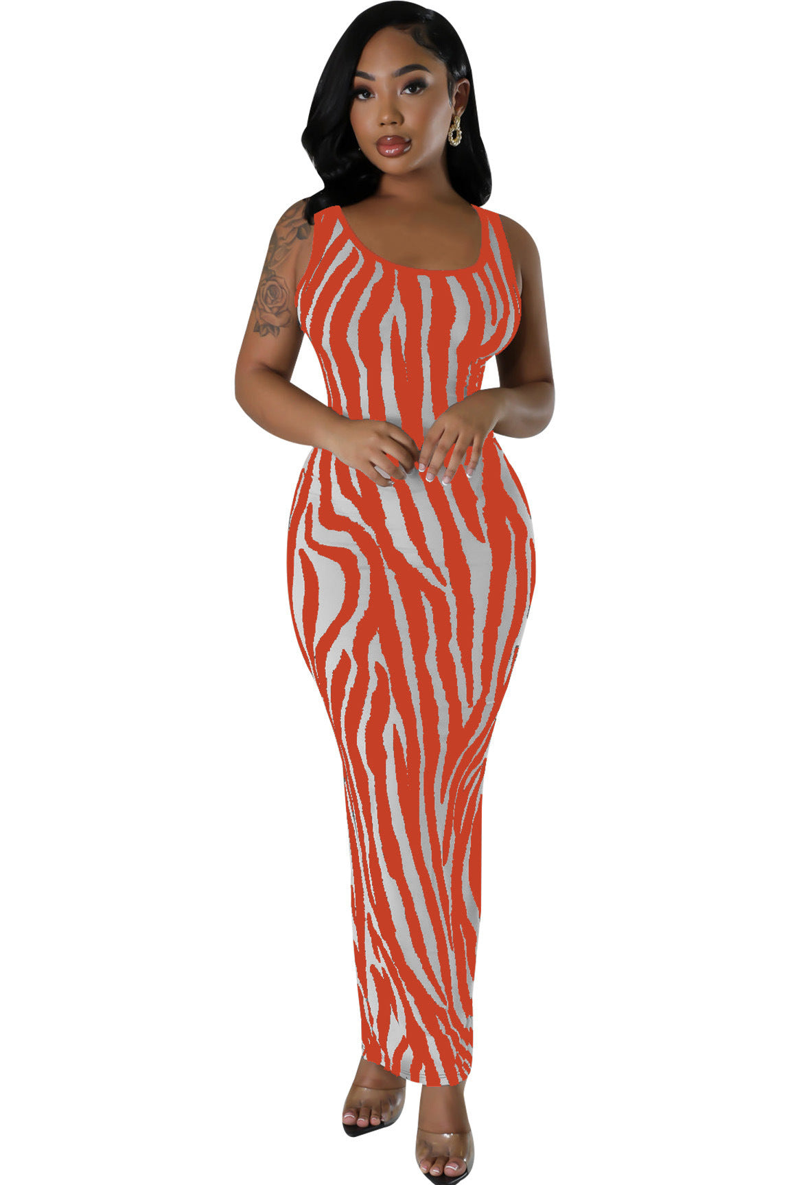 Elegantes Westenkleid in A-Linie mit Zebra-Print – Bild 5 | LuxeStyle