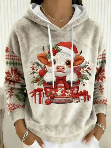 Weihnachts-Pullover Flanell Rundhals Langarm Unisex
