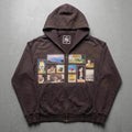 Gedruckter Hoodie-Cardigan mit Reißverschluss